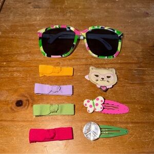 NWOT Gymboree Cat, Butterfly, Peace, & Ribbon Hair Clips & EUC Sunglasses